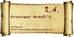 Kroninger András névjegykártya